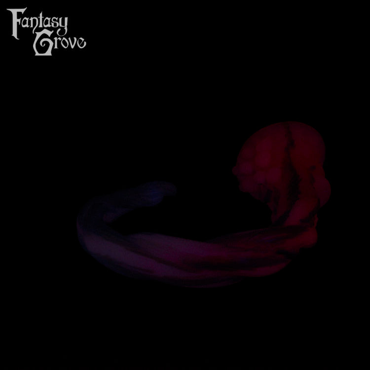 A Fantasy Grove sex toy on a black background with a logo in the upper left corner