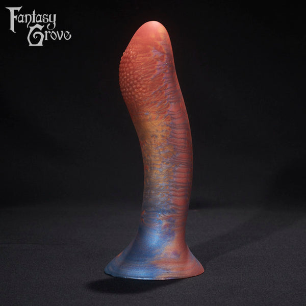 A fantasy sex toy on a black background with the Fantasy Grove logo in the upper left corner 