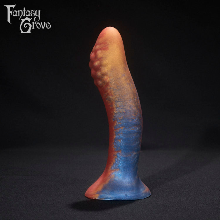 A fantasy sex toy on a black background with the Fantasy Grove logo in the upper left corner 