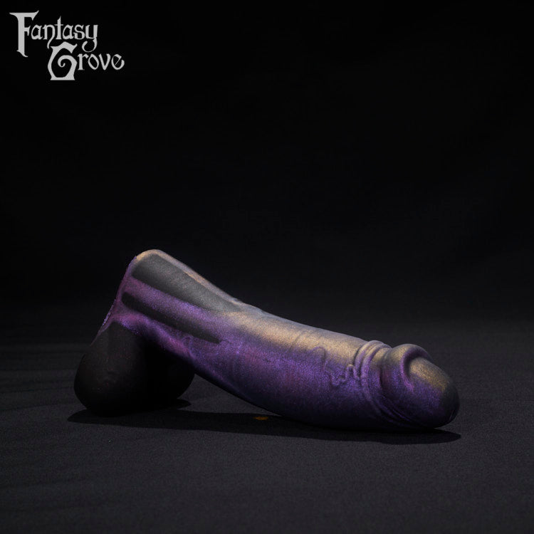 A Fantasy Grove sex toy on a black background with a logo in the upper left corner