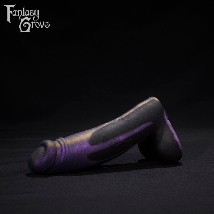 A Fantasy Grove sex toy on a black background with a logo in the upper left corner
