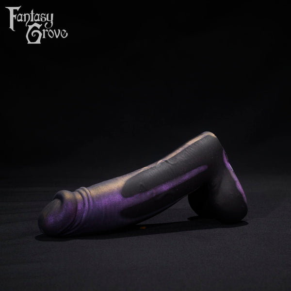 A Fantasy Grove sex toy on a black background with a logo in the upper left corner