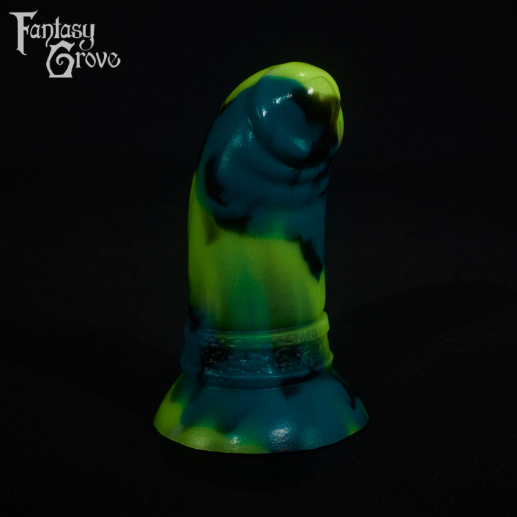 A fantasy sex toy on a black background with the Fantasy Grove logo in the upper left corner