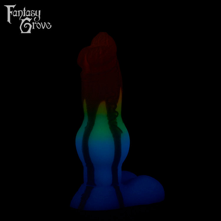 A Fantasy Grove sex toy on a black background with a logo in the upper left corner