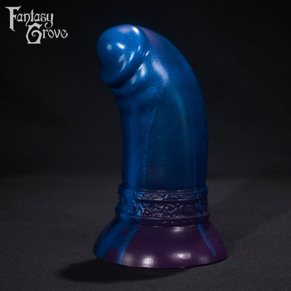 A fantasy sex toy on a black background with the Fantasy Grove logo in the upper left corner 