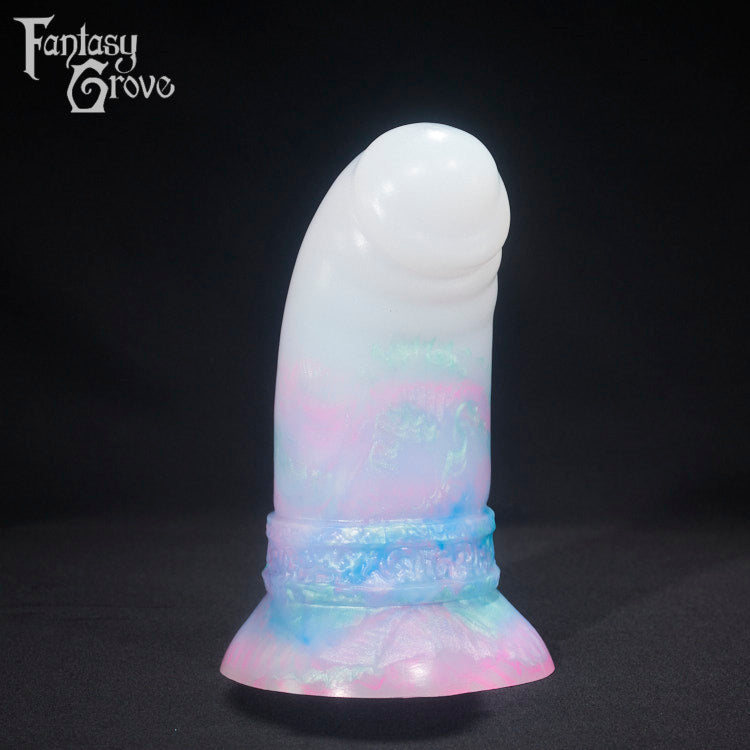 A fantasy sex toy on a black background with the Fantasy Grove logo in the upper left corner 