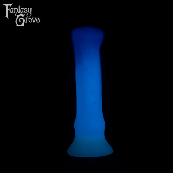 A Fantasy Grove sex toy on a black background with a logo in the upper left corner