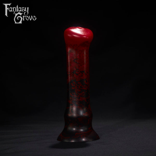 A Fantasy Grove sex toy on a black background with a logo in the upper left corner
