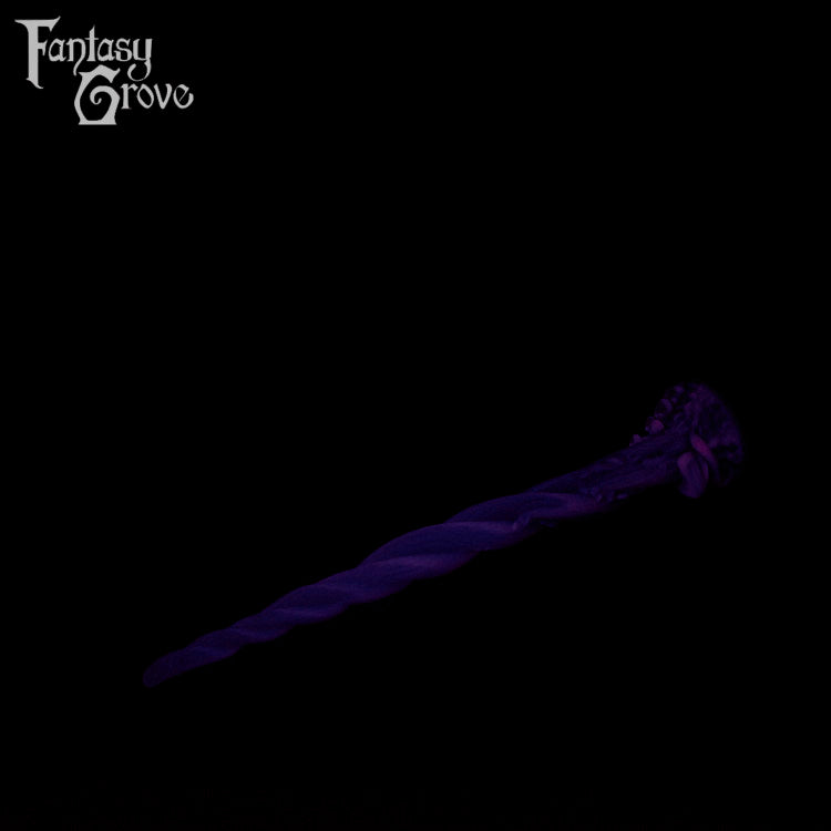 A Fantasy Grove sex toy on a black background with a logo in the upper left corner