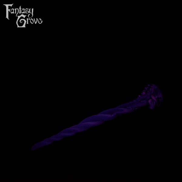 A Fantasy Grove sex toy on a black background with a logo in the upper left corner