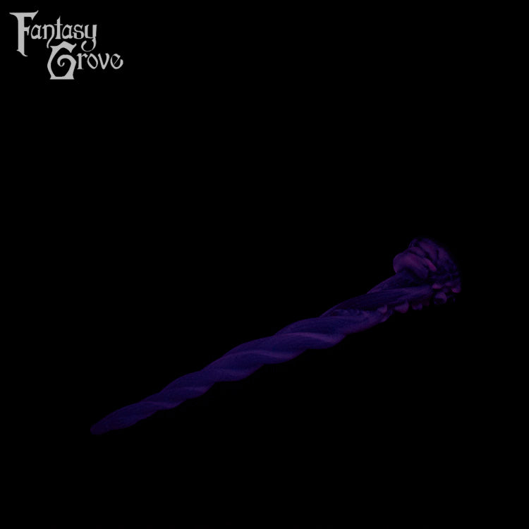 A Fantasy Grove sex toy on a black background with a logo in the upper left corner