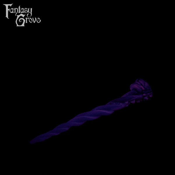 A Fantasy Grove sex toy on a black background with a logo in the upper left corner