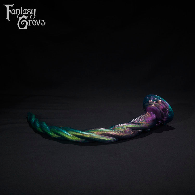 A Fantasy Grove sex toy on a black background with a logo in the upper left corner