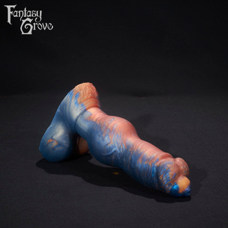 A fantasy sex toy on a black background with the Fantasy Grove logo in the upper left corner 