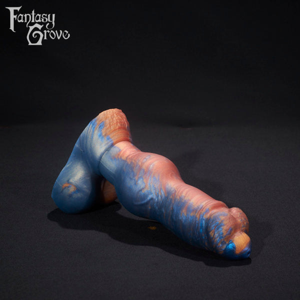 A fantasy sex toy on a black background with the Fantasy Grove logo in the upper left corner 