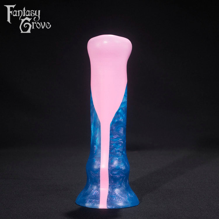 A fantasy sex toy on a black background with the Fantasy Grove logo in the upper left corner 
