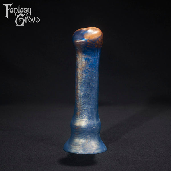 A fantasy sex toy on a black background with the Fantasy Grove logo in the upper left corner 