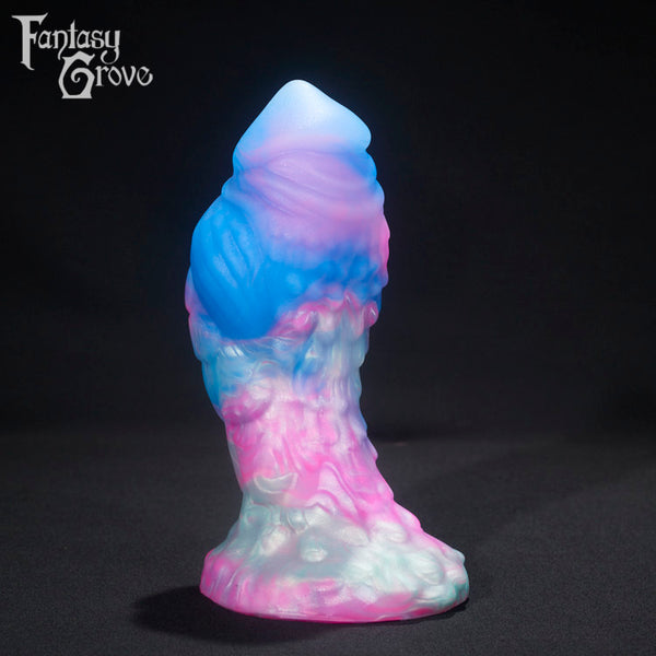A fantasy sex toy on a black background with the Fantasy Grove logo in the upper left corner 